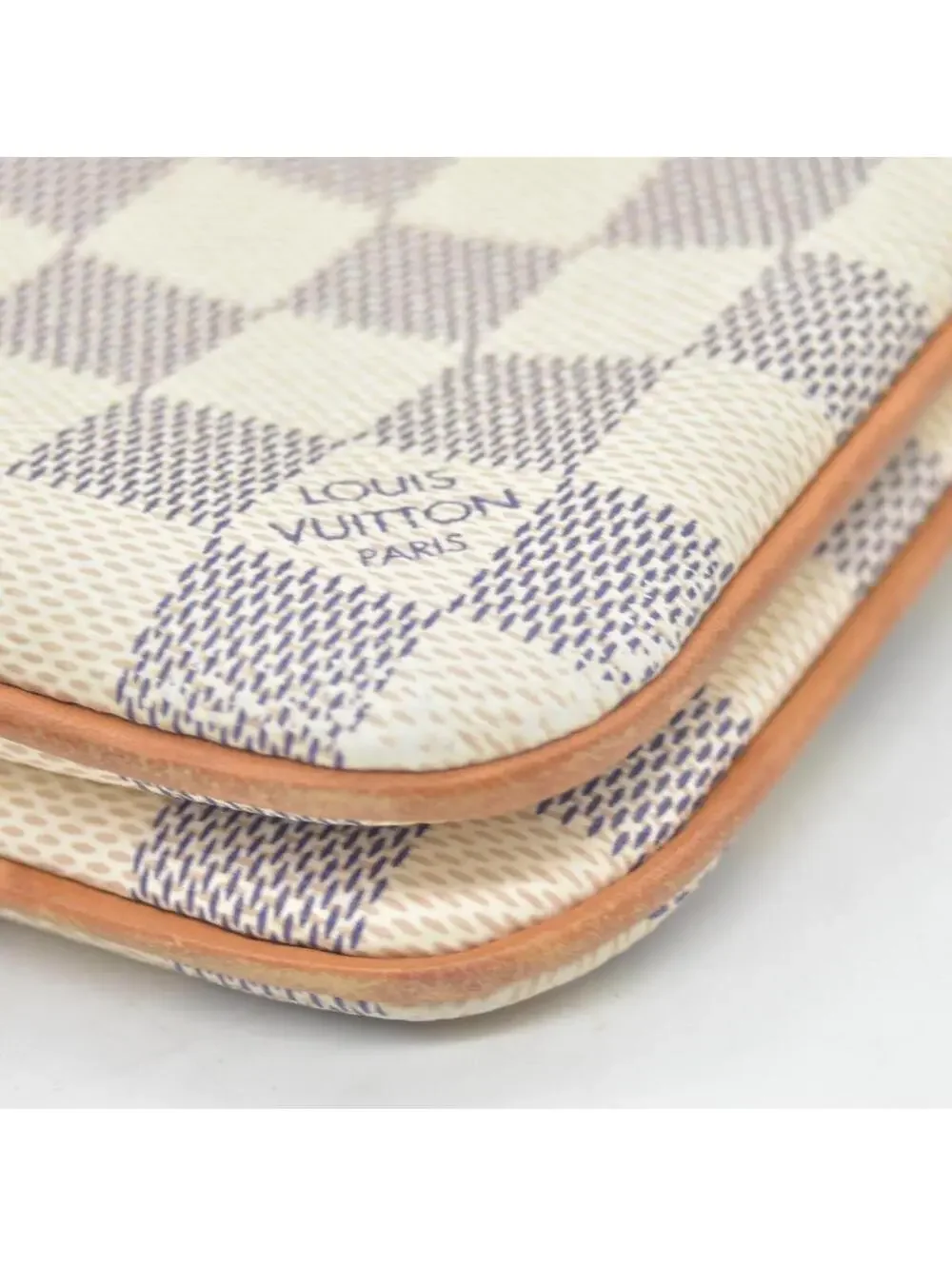 $1350 Louis Vuitton Damier Azur Double Zip Pochette